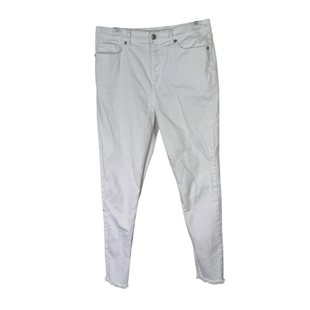 Ann Taylor LOFT  Jean Woman Size 31/26 White High‎ Waist Boyfriend Raw Hem